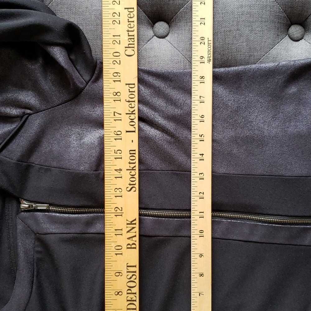 Style & Co. Faux Suede Black Leather Zip Top Jacket - Picture 4 of 5